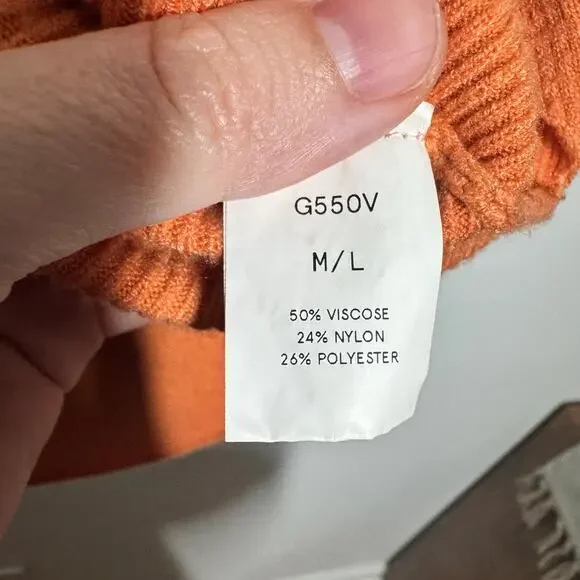 Kerisma Ryu Boho Vneck Top Sweater Women M/L Orange Spring Casual Minimal Cozy - Picture 6 of 8